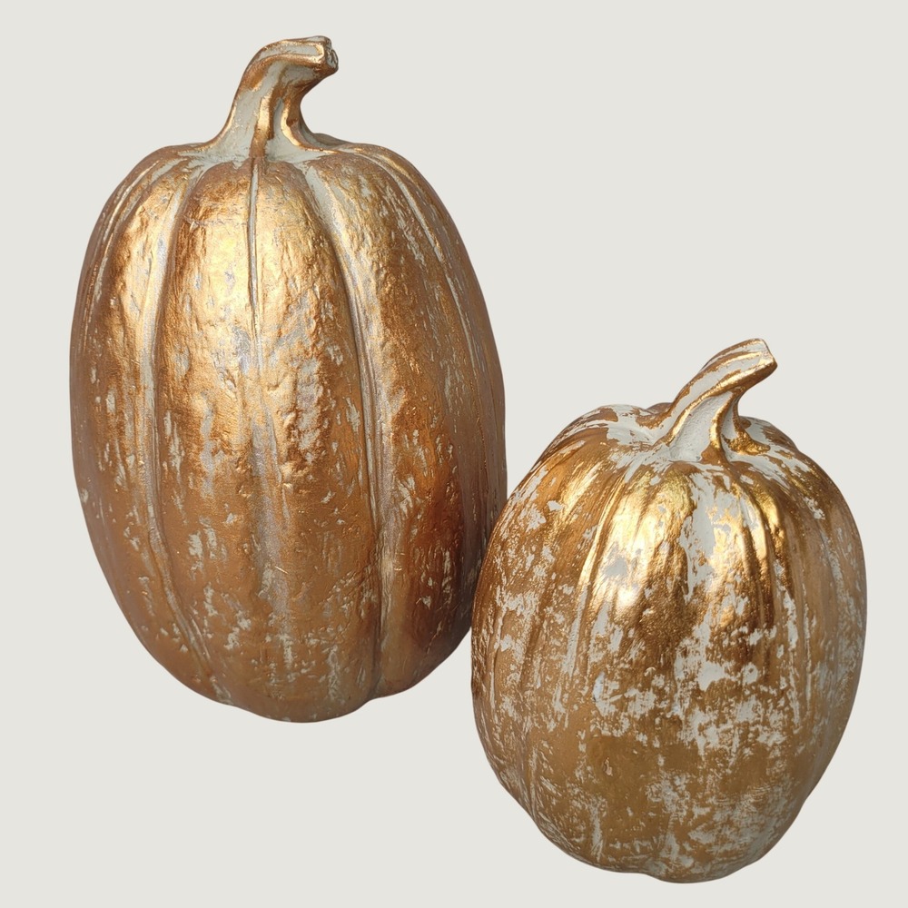 TII Collections Gold Antique Bronze Resin Pumpkin Set Fall Decor